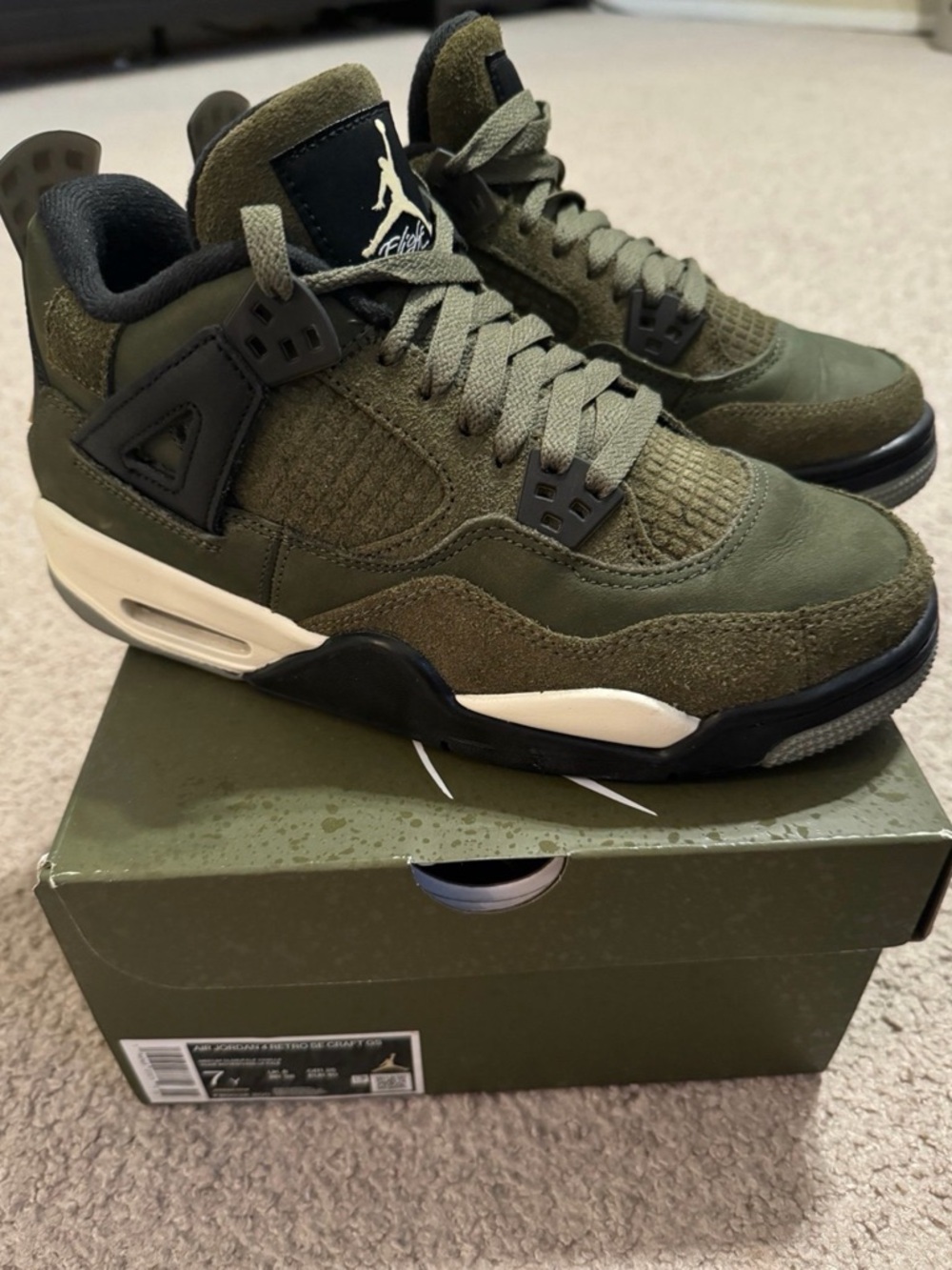Jordan Olive Green Suede & Mesh Retro Sneakers